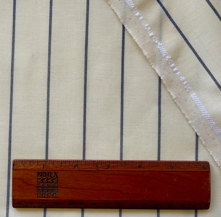 Lighter-Weight Striped Pale Cream & Coal Stretch Wool Twill (Made in Turkey)