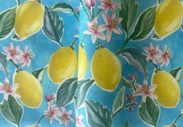 Lemon Tree, Very Pretty Laminated Cotton (Made in Spain)