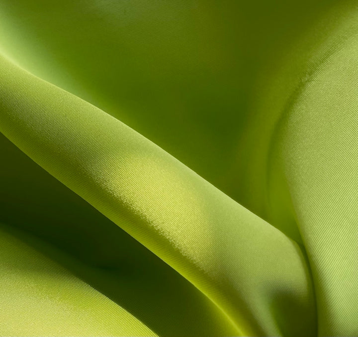 Vivid Key Lime Rayon Viscose Double-Sided Satin (Made in Italy)