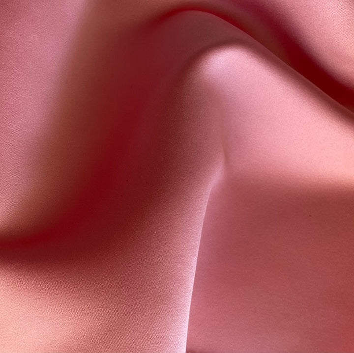 Gleaming Deep Seashell Pink Polyester Duchess Satin (Made in USA)