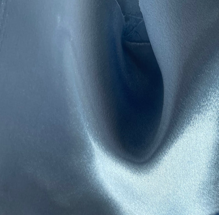 Bright Steel Blue Polyester Crepe Back Satin (Made in Japan)
