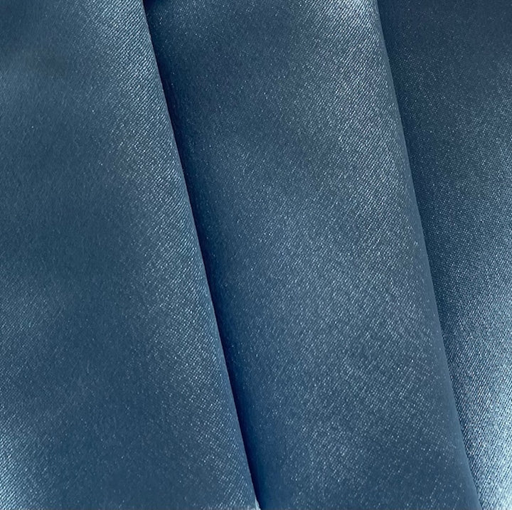 Bright Steel Blue Polyester Crepe Back Satin (Made in Japan)
