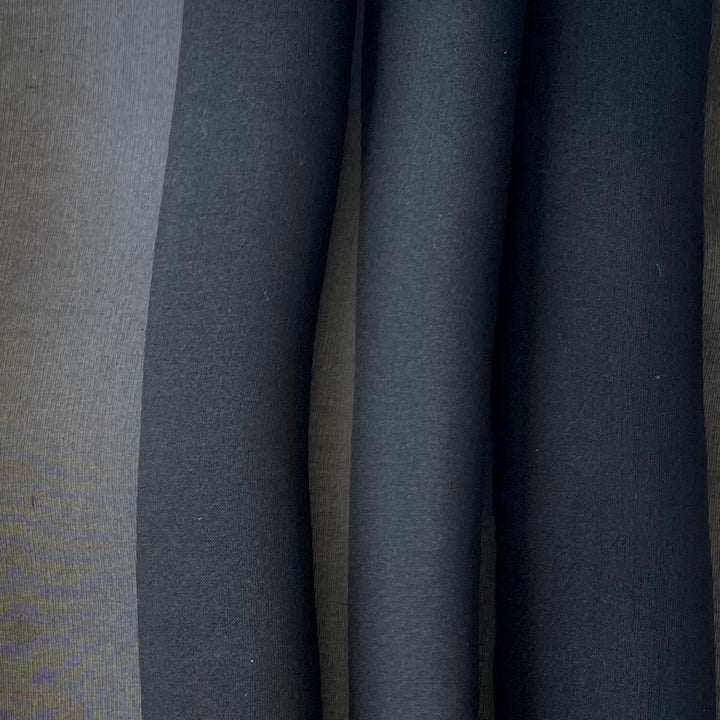 High-End Sheer Storm Cloud Black Silk Chiffon (Made in Italy)