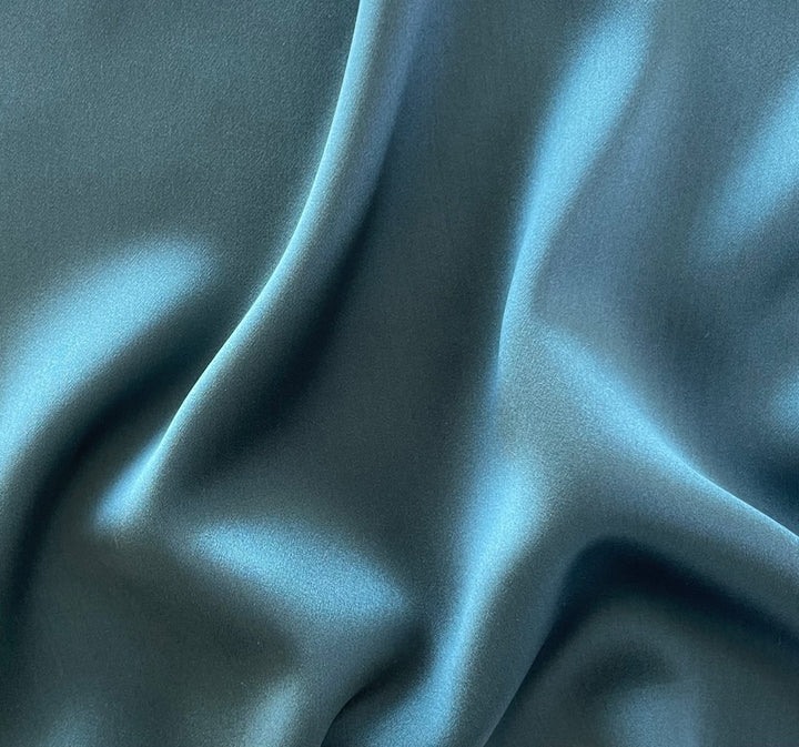 Light-Weight Silvered Teal Sueded Silk Satin Charmeuse