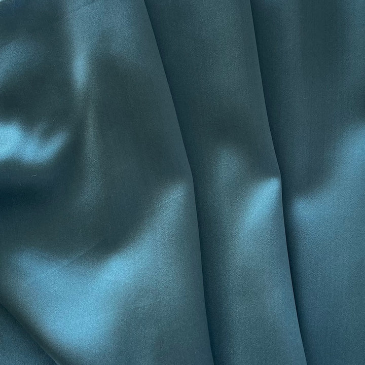 Light-Weight Silvered Teal Sueded Silk Satin Charmeuse