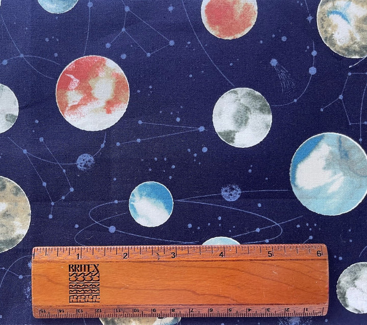 Orbiting Planets Navy Quilting Cotton (Made in Japan)