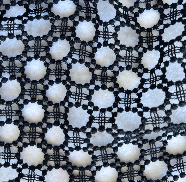 Ricamificio Paolo Onyx Sophisticated Circles Open-Work Guipure Cotton Lace Fabric (Made in Italy)