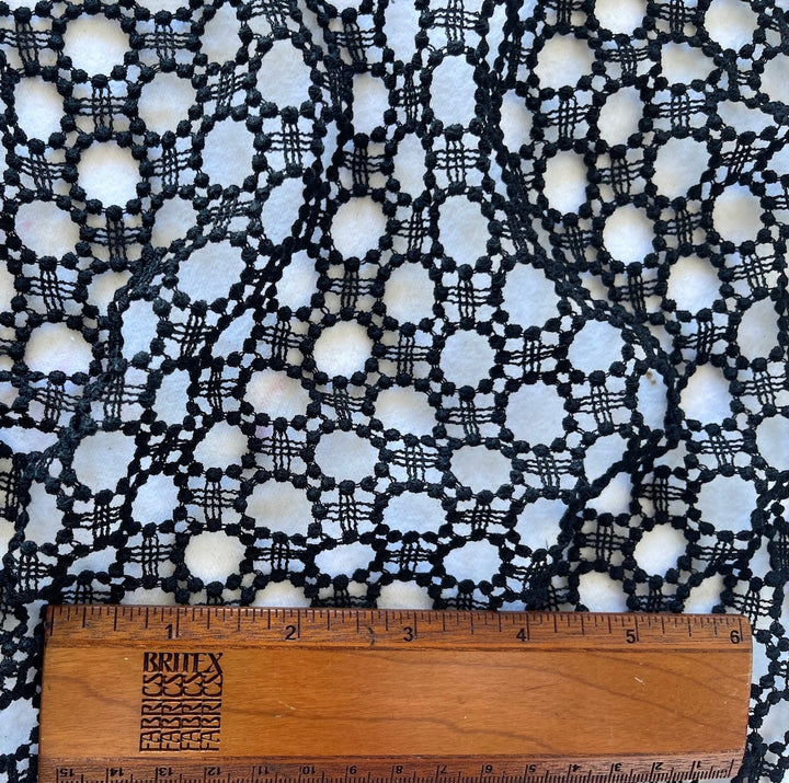 Ricamificio Paolo Onyx Sophisticated Circles Open-Work Guipure Cotton Lace Fabric (Made in Italy)