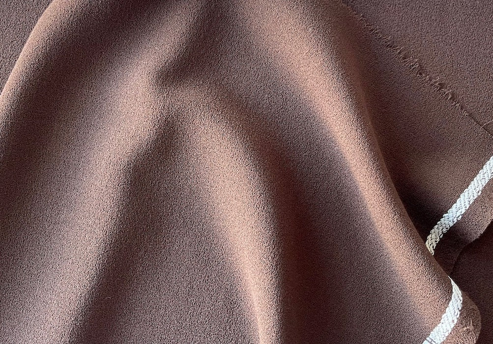 High-End Dusted Milk Chocolate Brown Wool Crepe (Made in Italy)