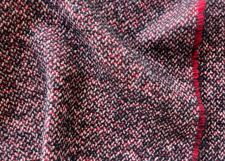 Mid-Weight Exuberant Cherry & Licorice Wool Blend Tweed
