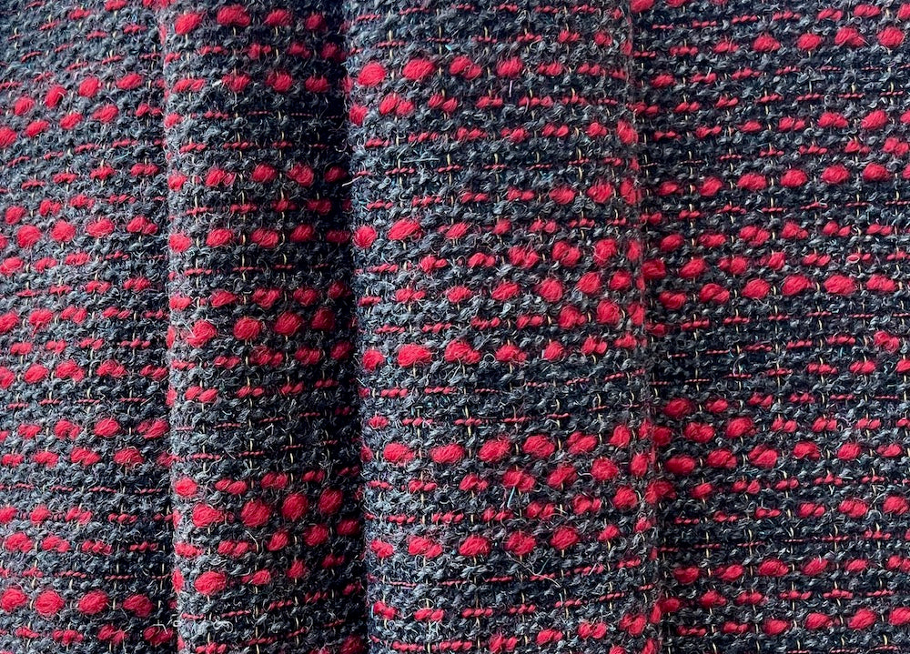 Holland & Sherry Elegent Charcoal, Carmine & Gold Wool Blend