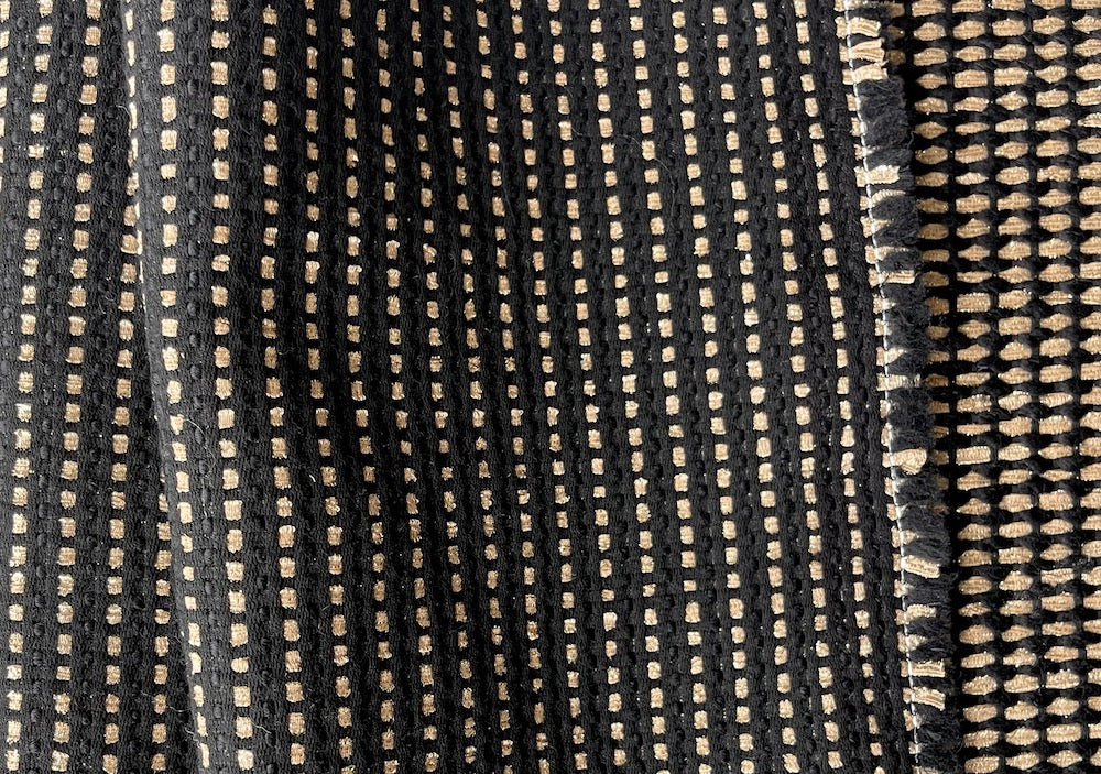 High-End Refined Soft Gold & Obsidian Wool Blend Bouclé (Made in Spain)