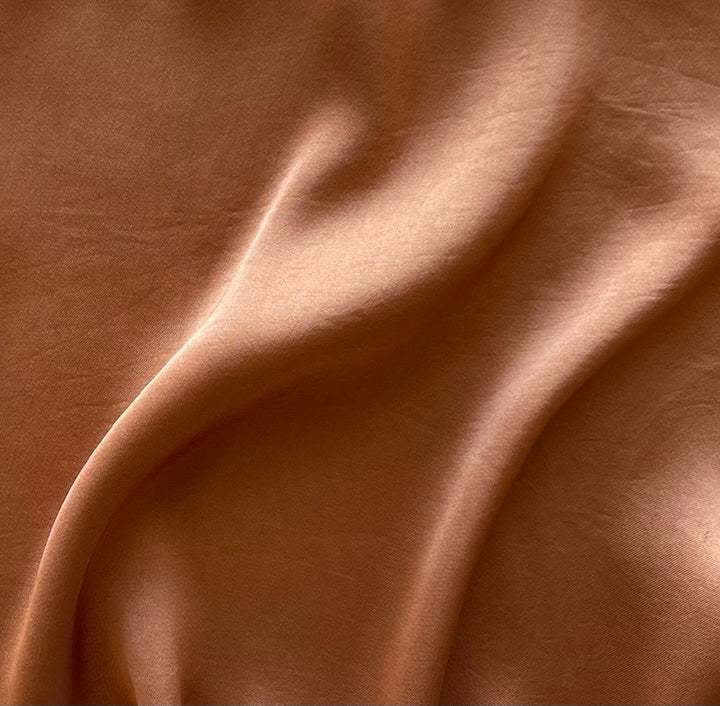 Apricot Caramel Textured Délustered Polyester Charmeuse