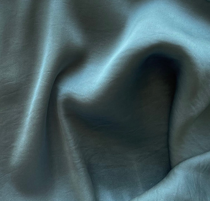 Dark Aqua Dreams Textured Délustered Polyester Charmeuse