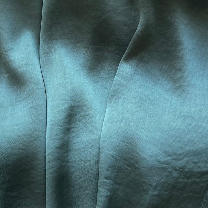 Dark Aqua Dreams Textured Délustered Polyester Charmeuse