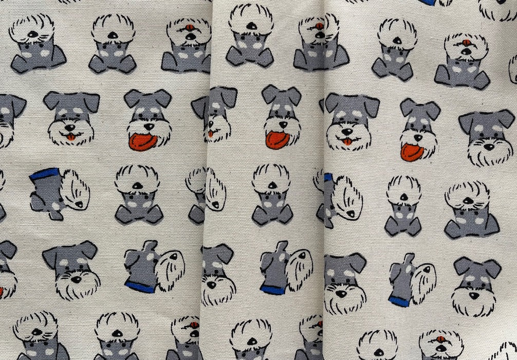 Mischievous Scotties on Natural Light-Weight Cotton Canvas (Made in Japan)