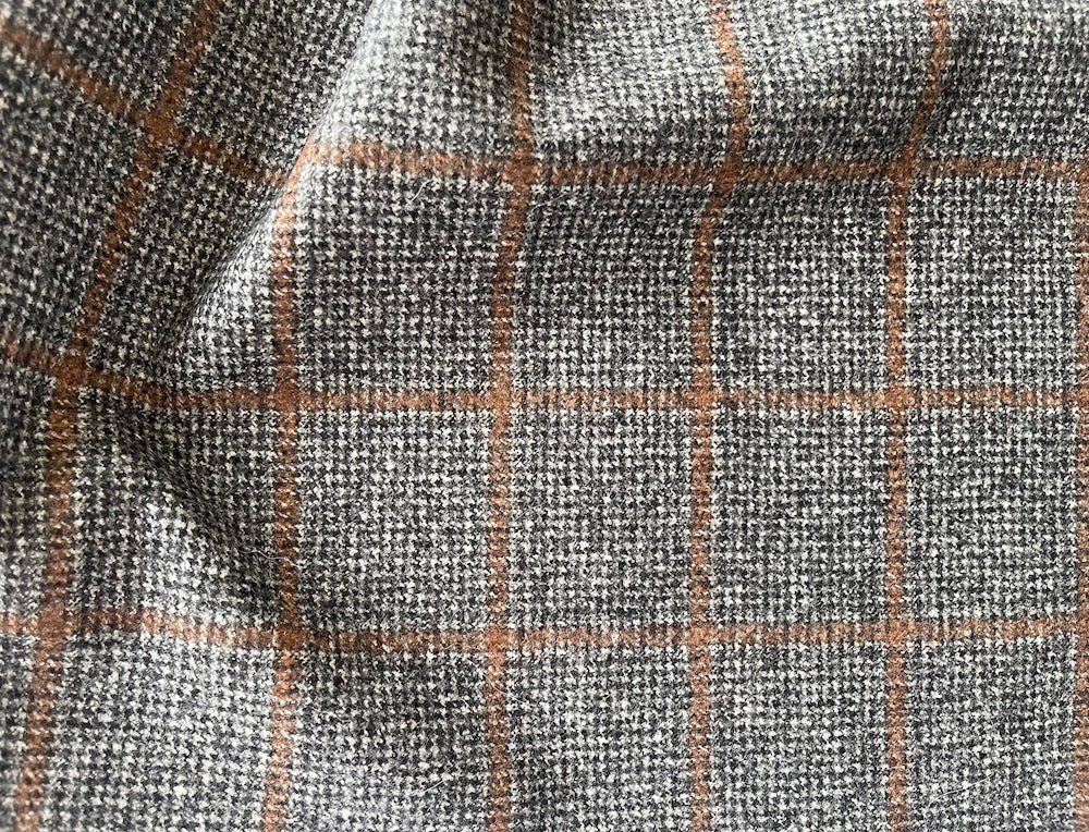 Etro Handsome Charcoal & Tobacco & Coffee Checked Wool Flannel (Made in Italy)