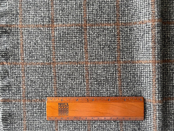Etro Handsome Charcoal & Tobacco & Coffee Checked Wool Flannel (Made in Italy)