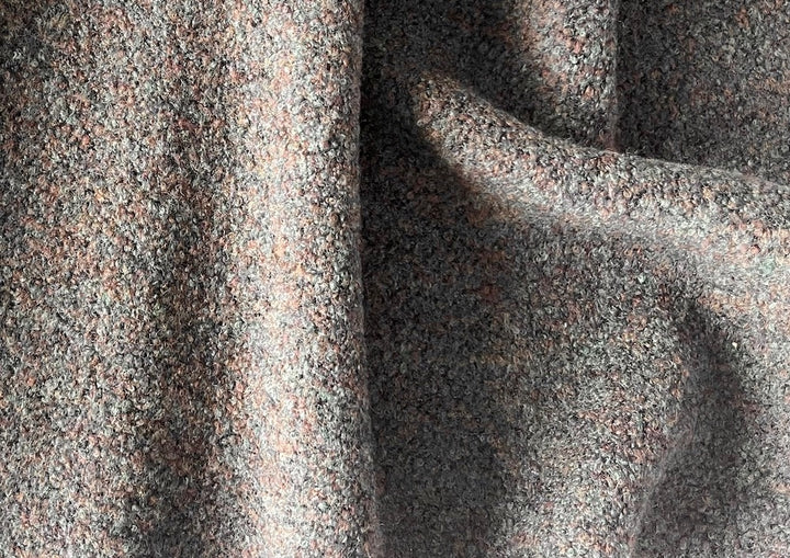 Mid-Weight Mottled Nutty Smoke Wool Bouclé (Made in Italy)