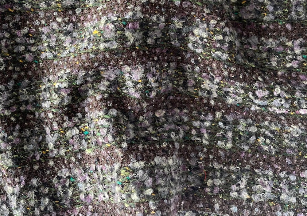 Mid-Weight Foggy Lilac & Moss Wool Blend Bouclé (Made in Spain)