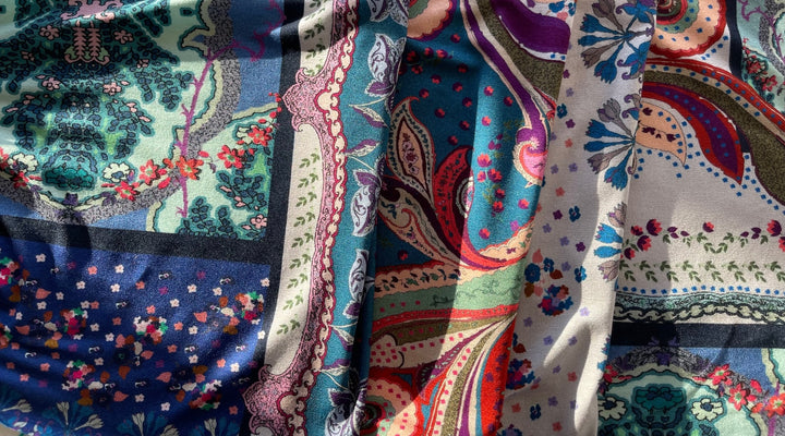 Drapey Boho Paisley Patchwork Rayon Jersey Knit