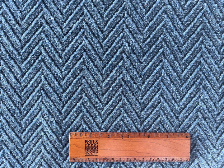 High-End Playfully Massive Denim Blue Herringbone Wool (Made in Italy)