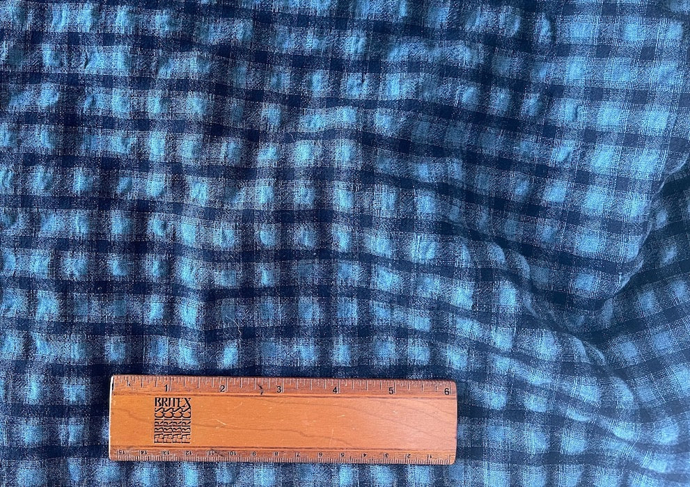 Light-Weight Gucci Pucker Up Cornflower Blue Stretch Wool & Cotton Check (Made in Italy)