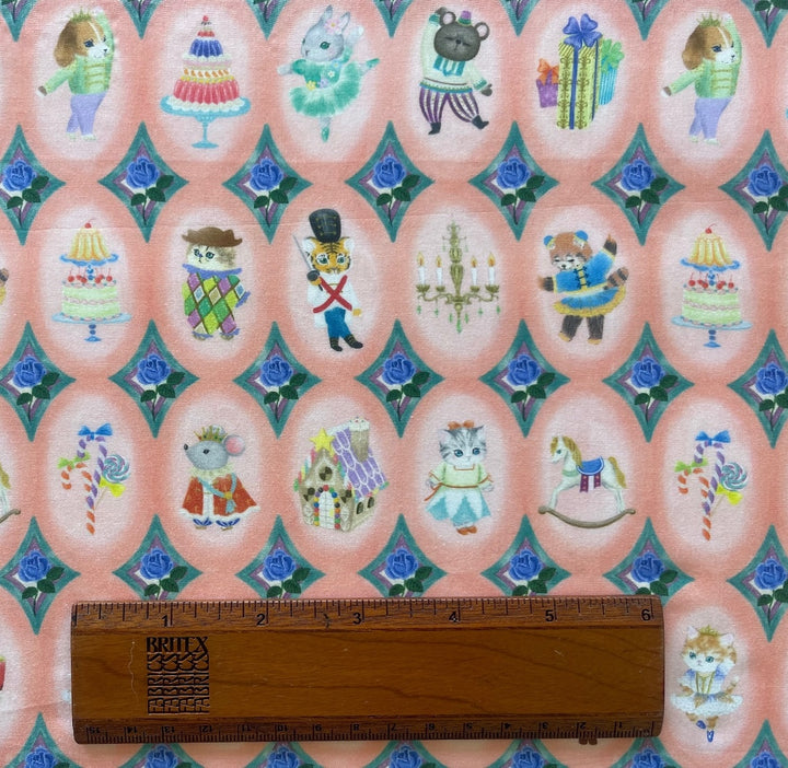 Yukiemon Twinkle Toy Ballet Pink Cotton Lawn (Made in Japan)