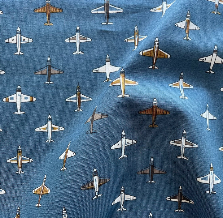 Flying Together Slate Blue Quilting Cotton (Made in Japan)