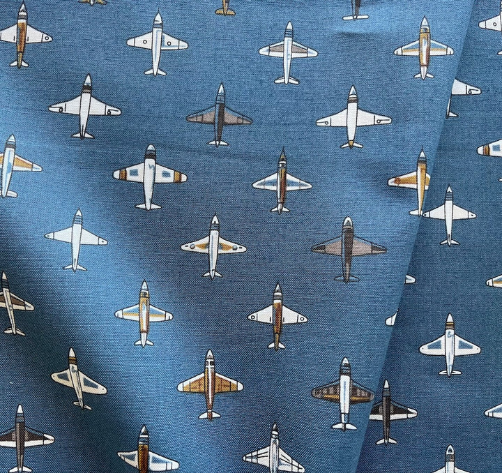 Flying Together Slate Blue Quilting Cotton (Made in Japan)