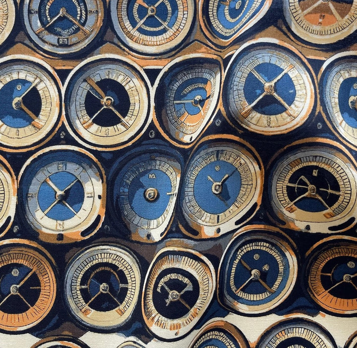 Gauge The Situation Navy Quilting Cotton (Made in Japan)