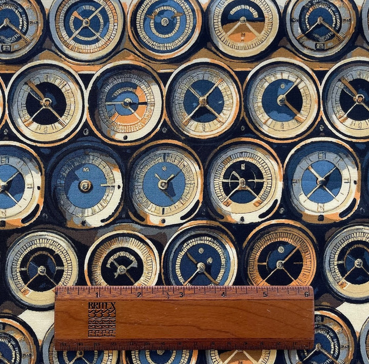 Gauge The Situation Navy Quilting Cotton (Made in Japan)