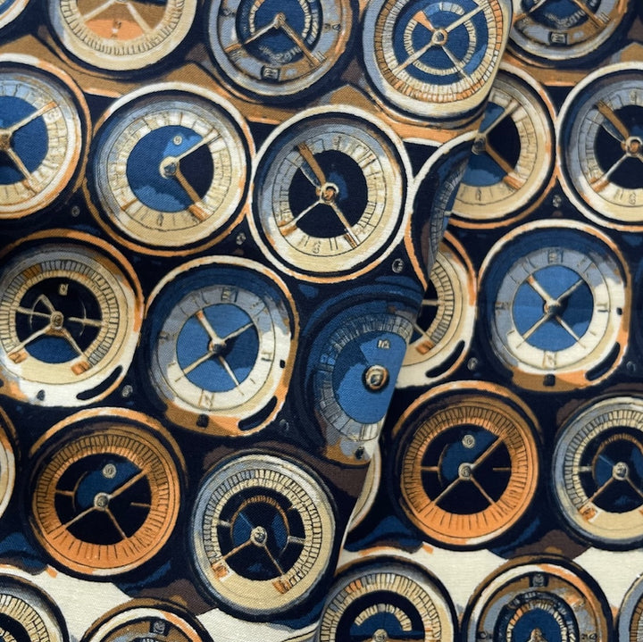 Gauge The Situation Navy Quilting Cotton (Made in Japan)