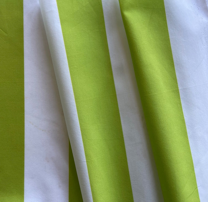 Key Lime & White Cabana Stripe Crisp Cotton Poplin (Made in Italy)