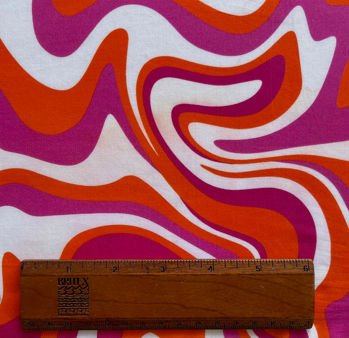 Wild Tangerine & Raspberry Pucci-esque Swirls Cotton Lawn (Made in Italy)