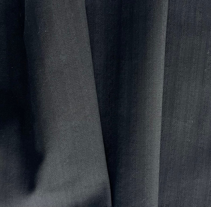 Understated Black Geometric Stretch Cotton Jacquard (Made in France)