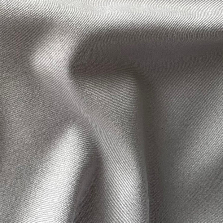 Lighter-Weight Pearl Grey Virgin Wool Twill Gabardine (Made in Italy)