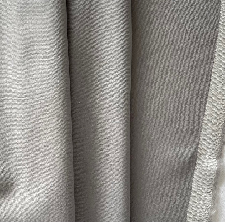 Lighter-Weight Pearl Grey Virgin Wool Twill Gabardine (Made in Italy)