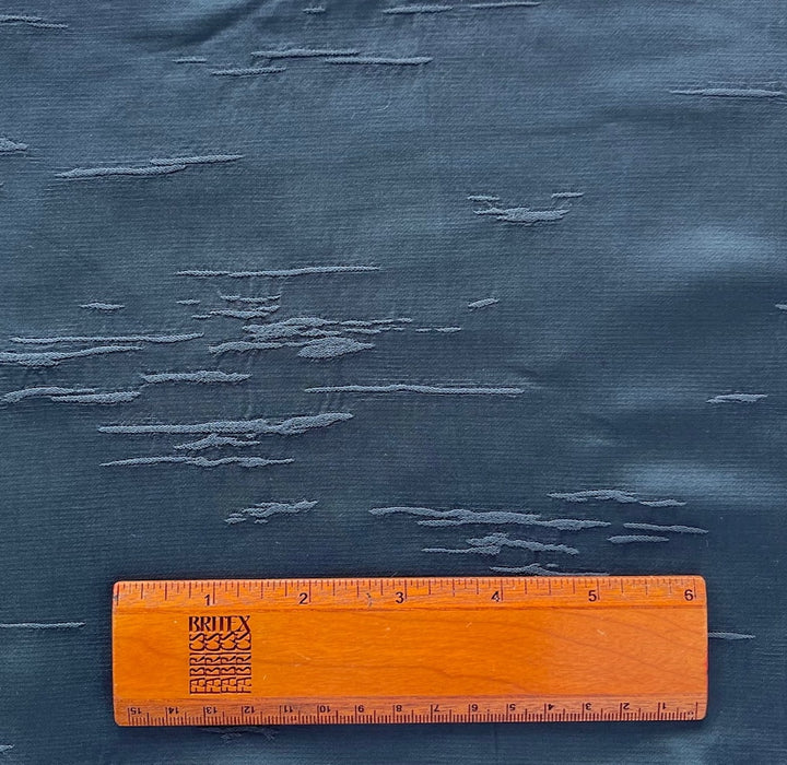 Lighter-Weight Embroidered Drifting Clouds on Marble Blue Rayon Satin (Made in Italy)