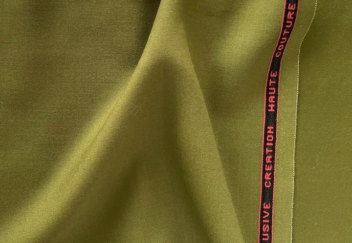 Midweight Spring Olive Selvedged Stretch Wool Suiting  (Made in Italy)