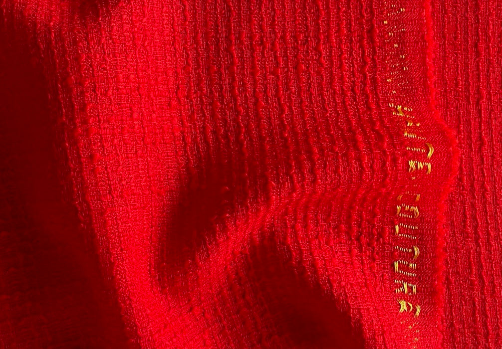 Mid-Weight Brilliant Candy Red Textured Wool Bouclé (Made in Italy)