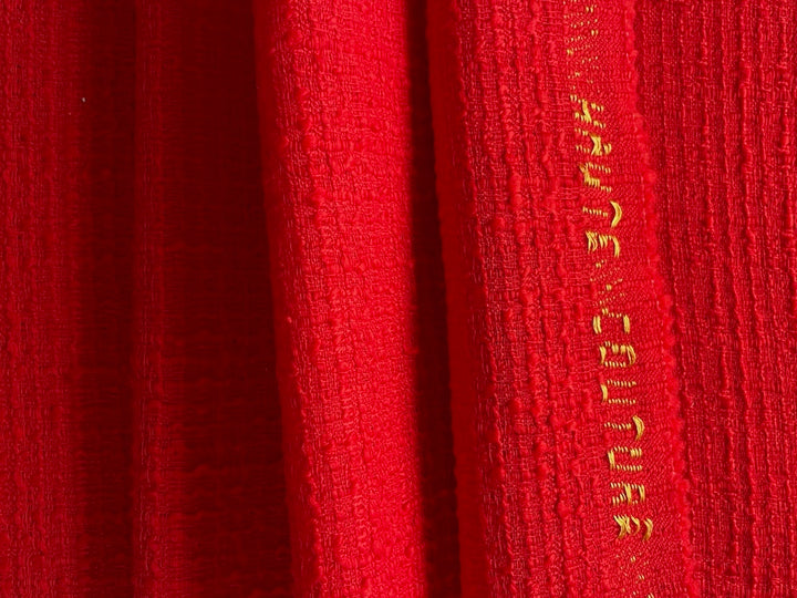 Mid-Weight Brilliant Candy Red Textured Wool Bouclé (Made in Italy)