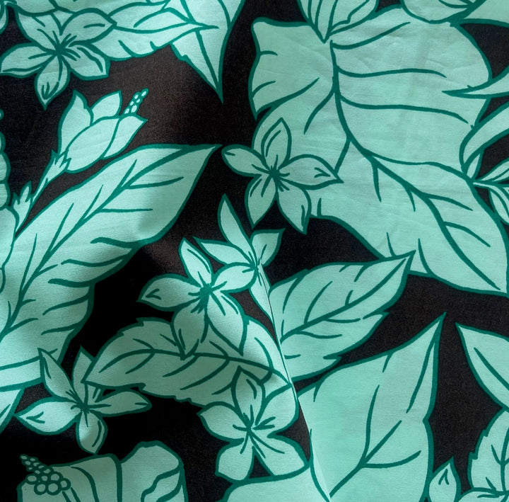 Tropical Mint on Bittersweet Brown Cotton Poplin (Made in Italy)