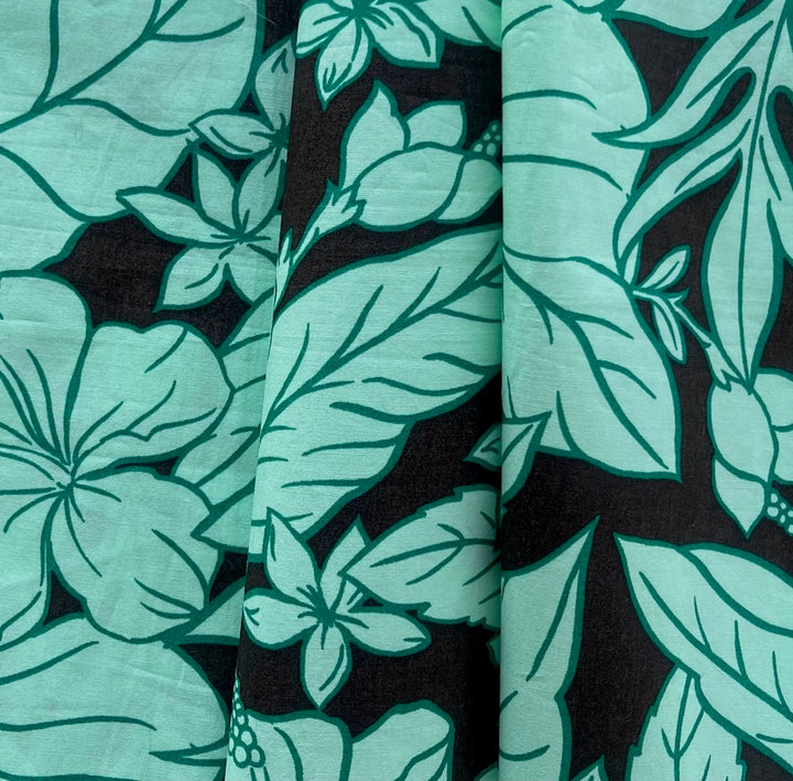 Tropical Mint on Bittersweet Brown Cotton Poplin (Made in Italy)