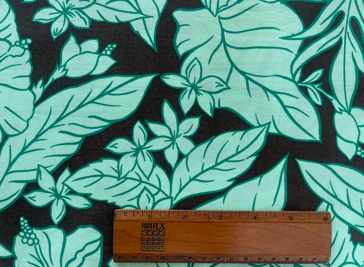Tropical Mint on Bittersweet Brown Cotton Poplin (Made in Italy)