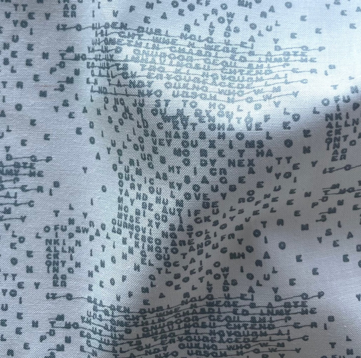 Still More Paper Grey Letters Quilting Cotton  (Made in Japan)