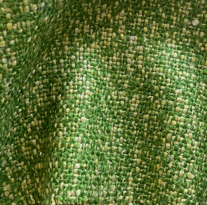 Chic Rustic Grass Green & Cream Polyester Blend Tweed (Made in Italy)