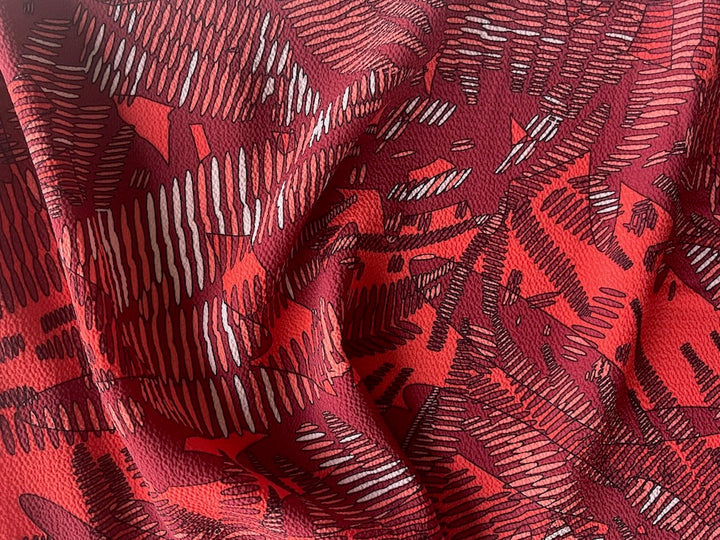 Crimson Ferns Crinkled Stretch Polyester (Made in Italy)