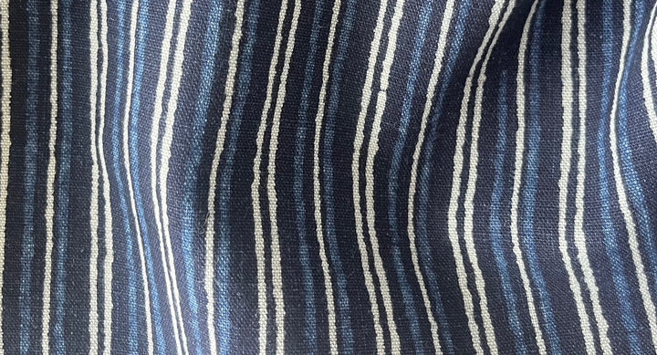 Aizu Stripes Traditional Tsutsugaki Indigo Cotton (Made in Japan)
