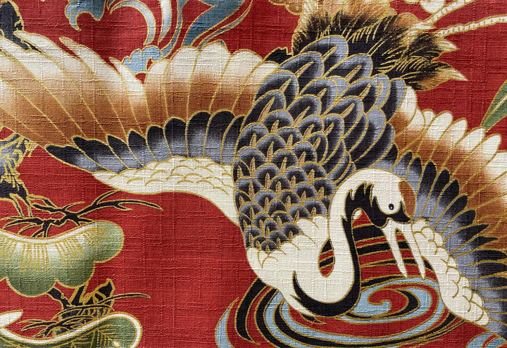 Fortunate Crane of Longevity Brick Dobby Quilting Cotton (Made in Japan)
